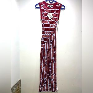 Fully fashioning luxury women’s maxi dress Red and Blue size small